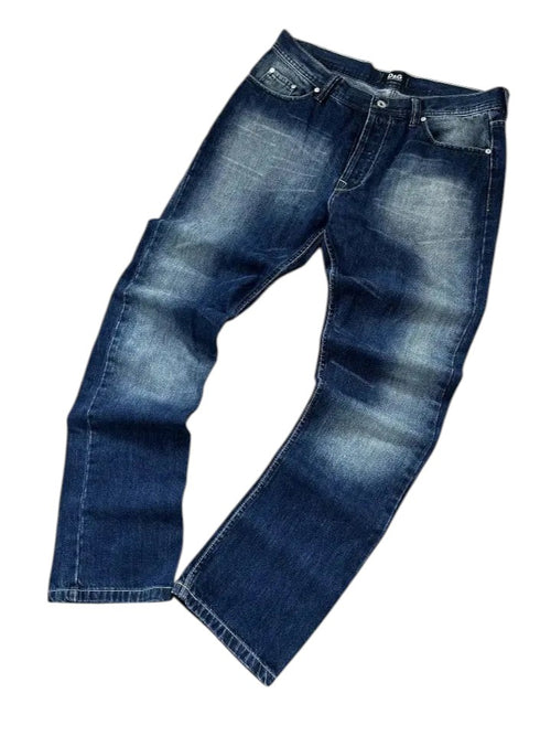 Vintage D&G Dolce & Gabbana Herren-Jeans Straight Fit Dunkelblau – L – Detailansicht