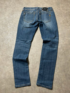 Vintage Miss Me Damen-Jeans Skinny Fit Used Look – Blau