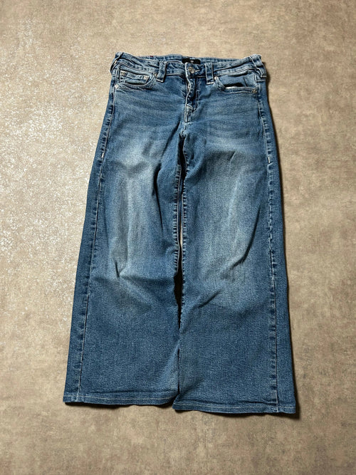 Vintage True Religion Damen-Jeans Extra Baggy Mid Waist – Blau – Detailansicht