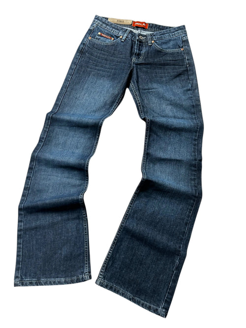 Vintage Replay Damen-Jeans Bootcut Low Waist Leather R – Dunkelblau – Detailansicht