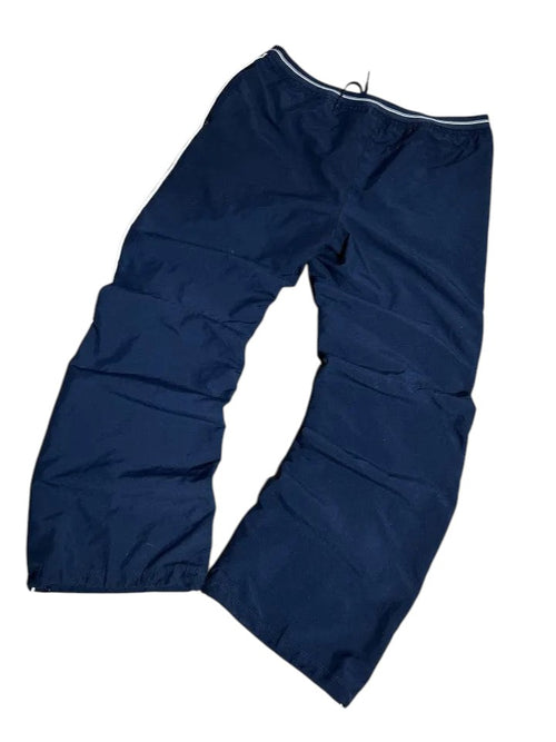 Vintage Nike Trainingshose Marineblau – Weißes Paspelierungsdetail | Größe L – Detailansicht