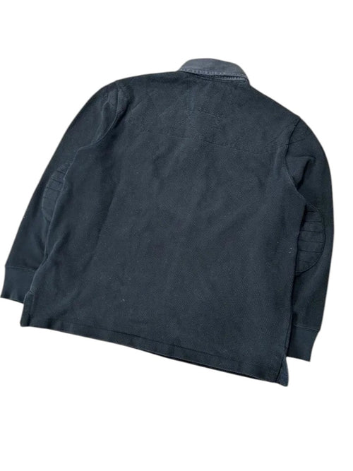 Vintage Ralph Lauren Langarm Polo-Pullover Schwarz Wappen – L – Detailansicht