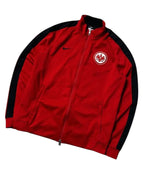 Vintage Eintracht Frankfurt Trainingsjacke Rot – Schwarzer Streifendetail | Größe L