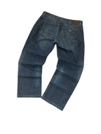 modadeclase Vintage Armani Jeans in Indigo 008 mit Straight Fit und Leder-Patch aus 100% Baumwoll-Denim