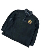 Vintage Ralph Lauren Langarm Polo-Pullover Schwarz Wappen – L