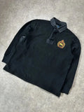Vintage Ralph Lauren Langarm Polo-Pullover Schwarz Wappen – L
