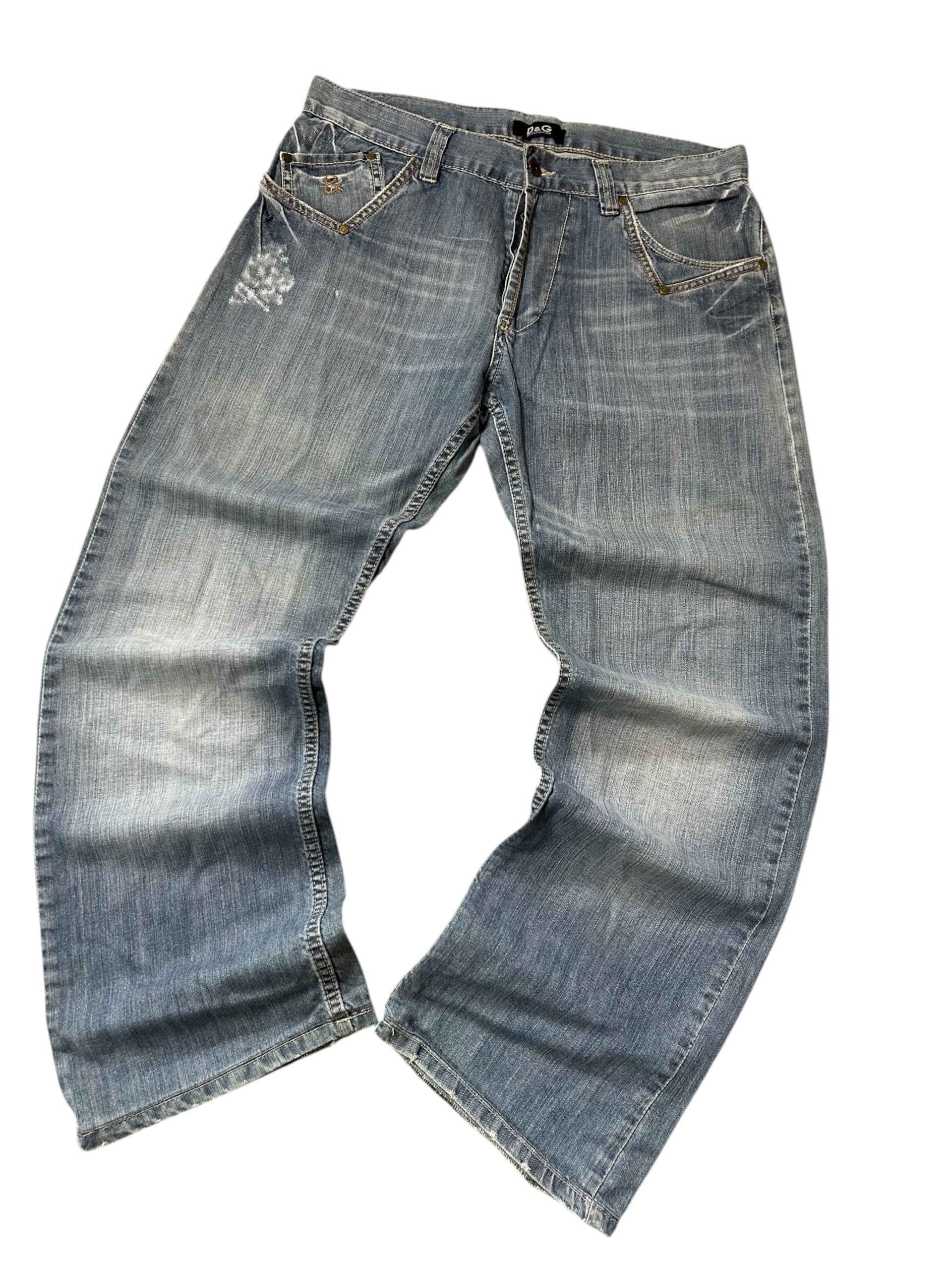 Vintage D&G Baggy-Straight Jeans Paint-Splatter W33