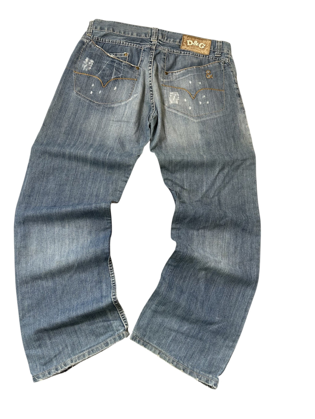 Vintage D&G Baggy-Straight Jeans Paint-Splatter W33
