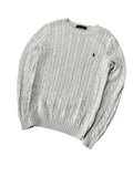 Vintage Ralph Lauren Zopfmuster Strickpullover Weiß Klassisch – S