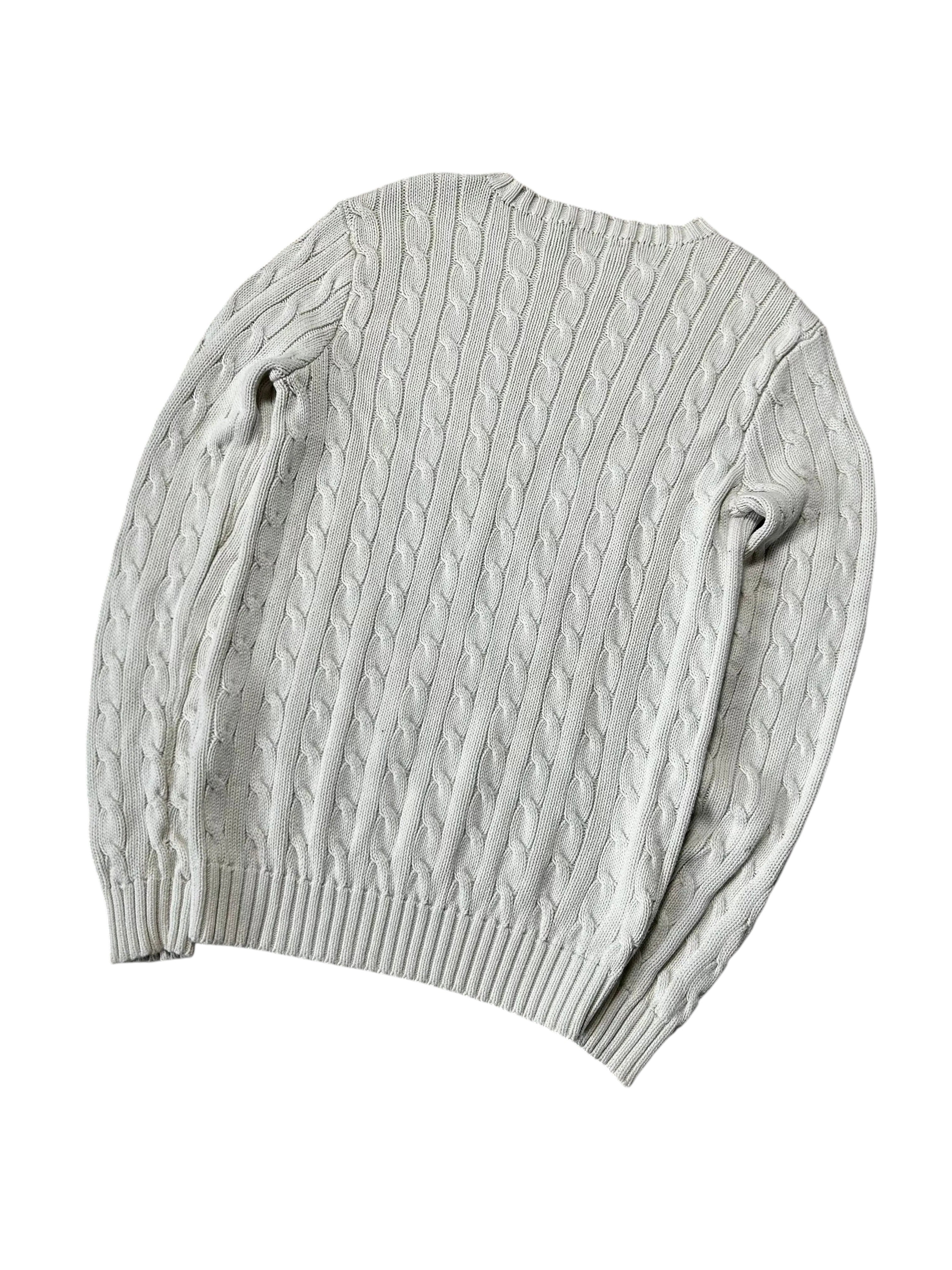 Vintage Ralph Lauren Zopfmuster Strickpullover Weiß Klassisch – S – Detailansicht
