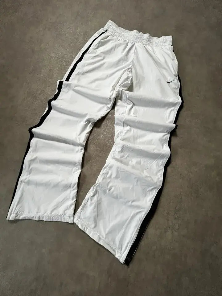 Vintage Nike Trackpants Weiß Schwarz Seitenstreifen – S
