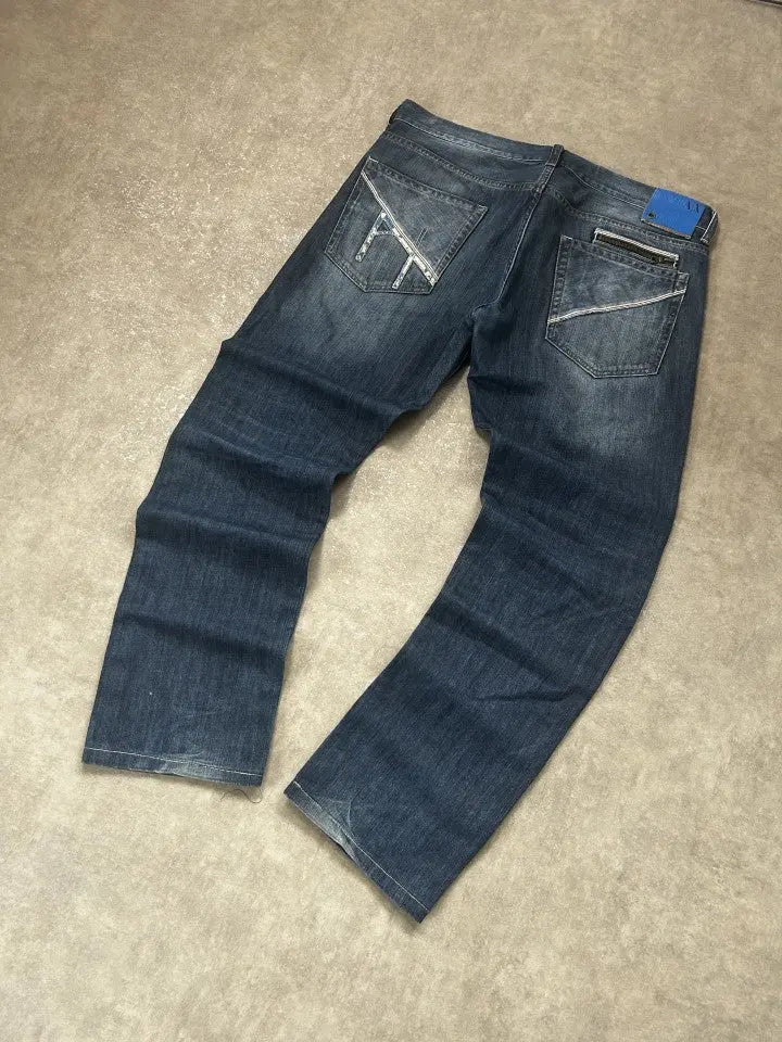 Vintage Armani Exchange Herren-Jeans Straight Leg AX Backprint – L