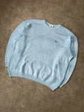 Vintage Lacoste Strickpullover Hellblau / Pastellblau Strukturiertes Muster – XL