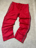 Vintage Nike Trackpants – Satt-Rot Schwarz-Weiß Doppelstreifen Straight-Baggy Gr. XL Y2K | Moda de Clase