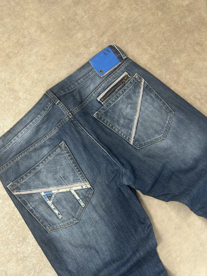Vintage Armani Exchange Herren-Jeans Straight Leg AX Backprint – L – Detailansicht