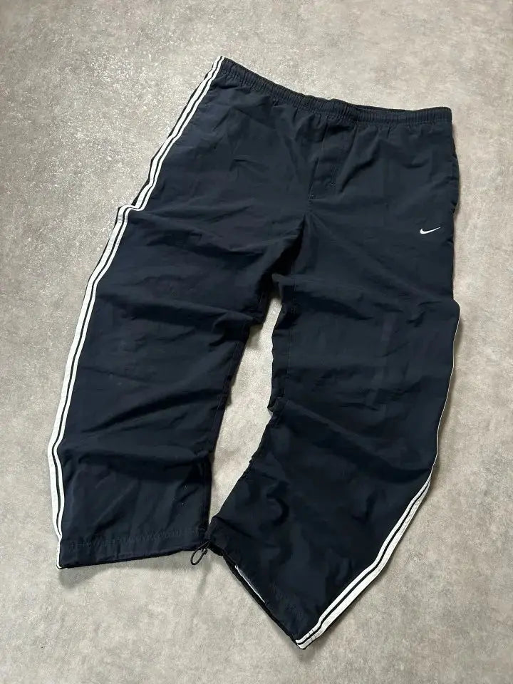 Vintage Nike Trackpants Schwarz Weiß Seitenstreifen – L