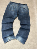 Vintage Lacoste Herren Straight-Baggy Fit Jeans – Medium Blue Vintage Wash Schwarzes Leder-Patch W36 | Moda de Clase