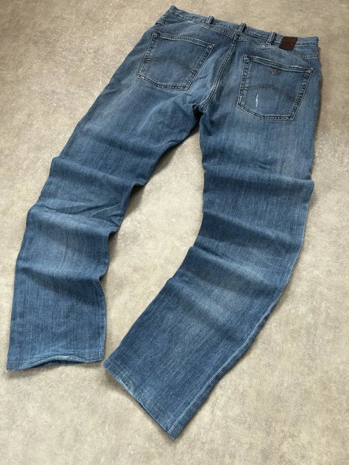 Vintage Armani Jeans Herren-Jeans Straight Leg Hellblau – M