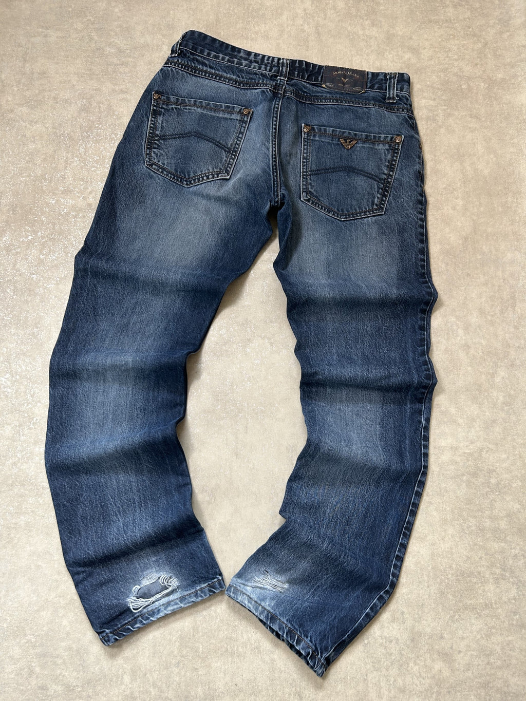 Vintage Armani Jeans Herren Straight Fit Jeans – Modell 507 Medium Blue Whisker Wash Used Look W33 L34 | Moda de Clase