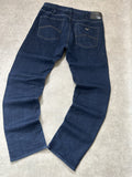 Vintage Armani Jeans Herren Straight Fit Jeans – Dark Navy Indigo Silberner EA Adler W32 | Moda de Clase