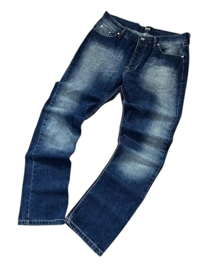Vintage D&G Dolce & Gabbana Herren-Jeans Straight Fit Dunkelblau – L – Detailansicht