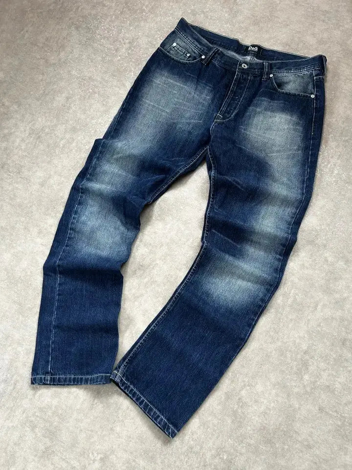 Vintage D&G Dolce & Gabbana Herren-Jeans Straight Fit Dunkelblau – L – Detailansicht