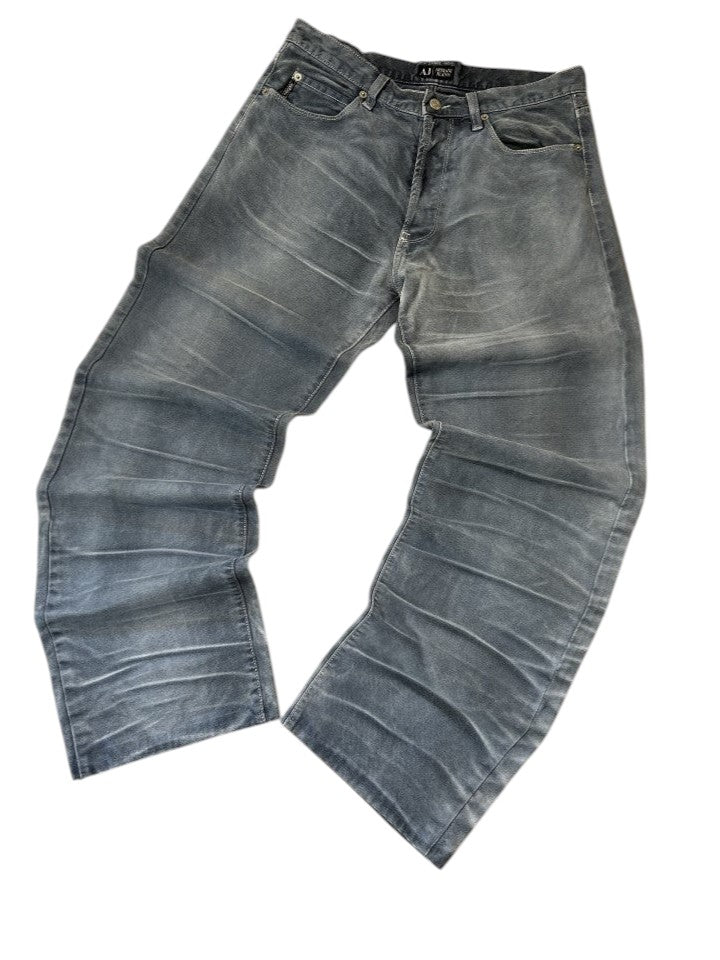 Vintage Armani Jeans Herren Baggy Fit Grau-Blau