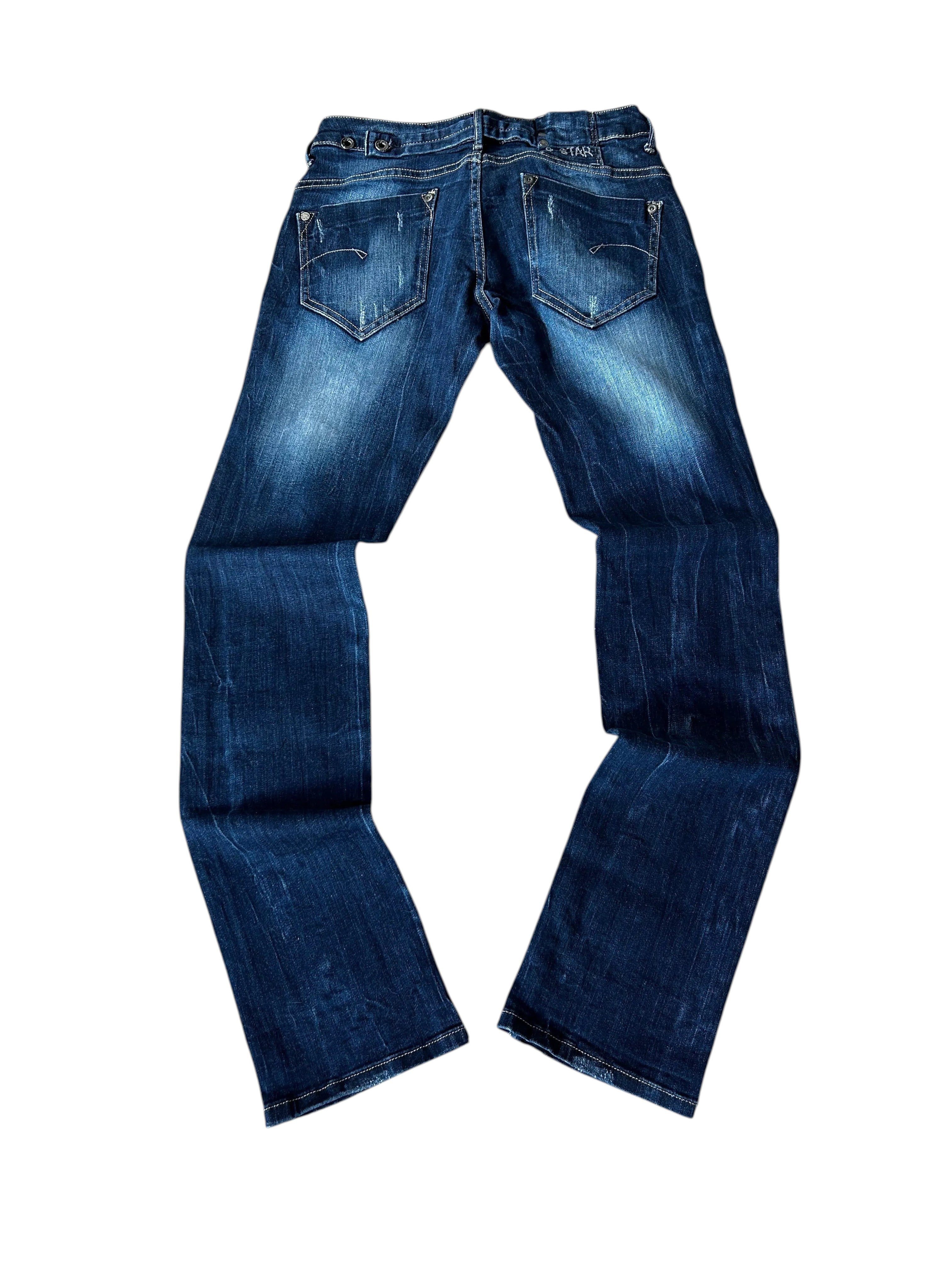 Vintage G-Star RAW Damen-Jeans Straight Fit Low Waist – Dunkelblau W28