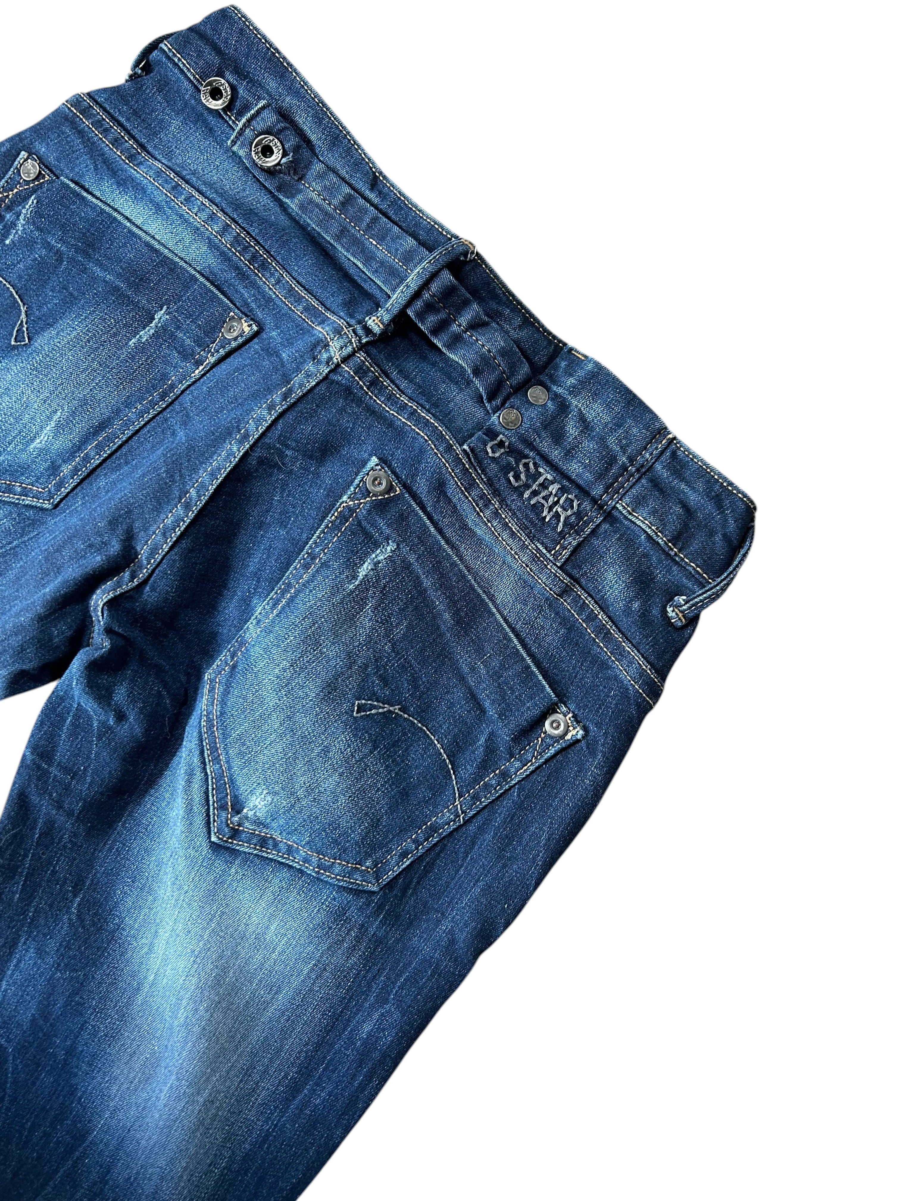 Vintage G-Star RAW Damen-Jeans Straight Fit Low Waist – Dunkelblau W28 – Rückansicht