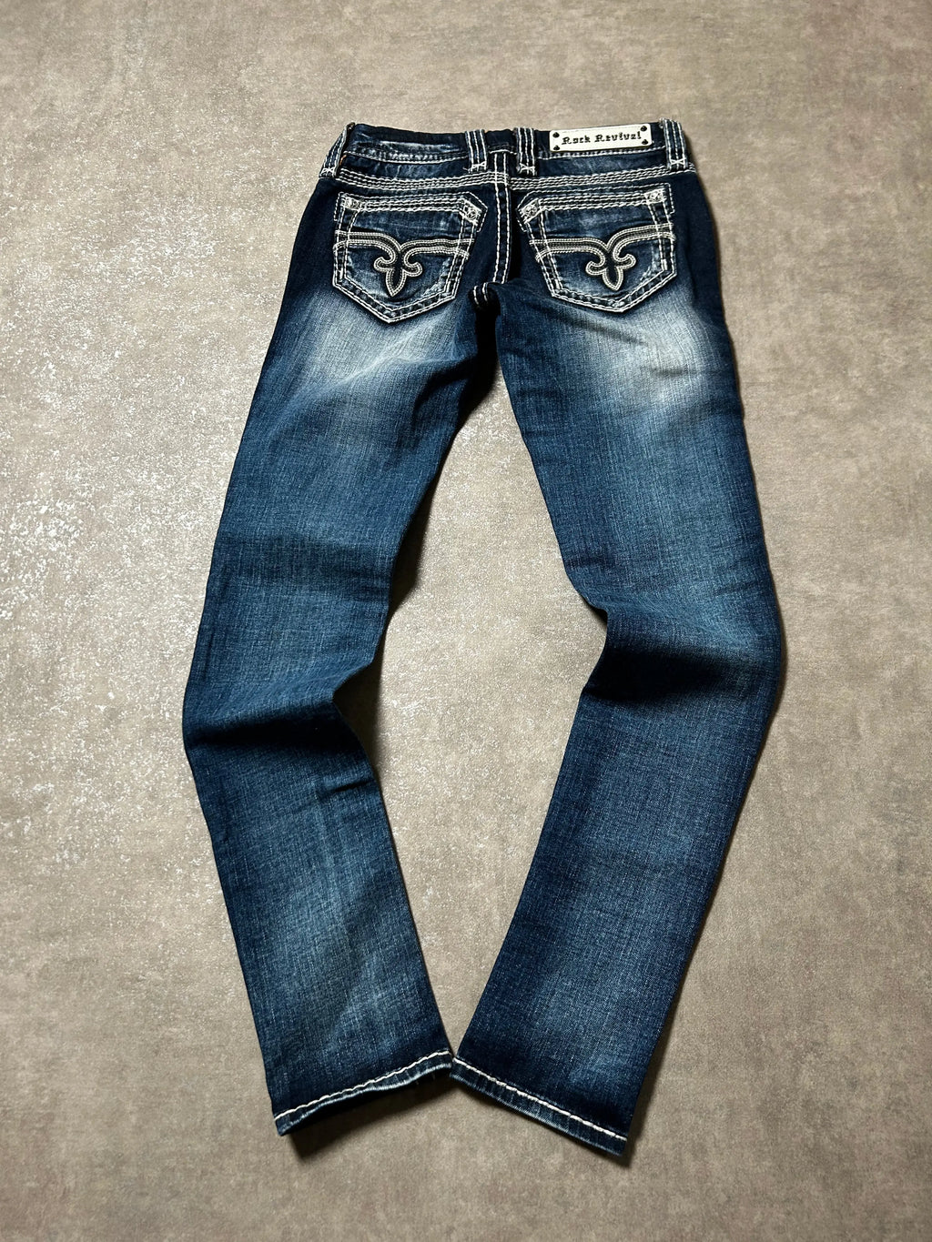 Vintage Rock Revival Damen-Jeans Skinny Fit Mid Waist – Dunkelblau