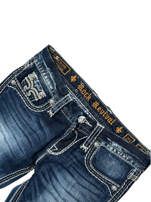 Vintage Rock Revival Damen-Jeans Skinny Fit Mid Waist – Dunkelblau – Rückansicht
