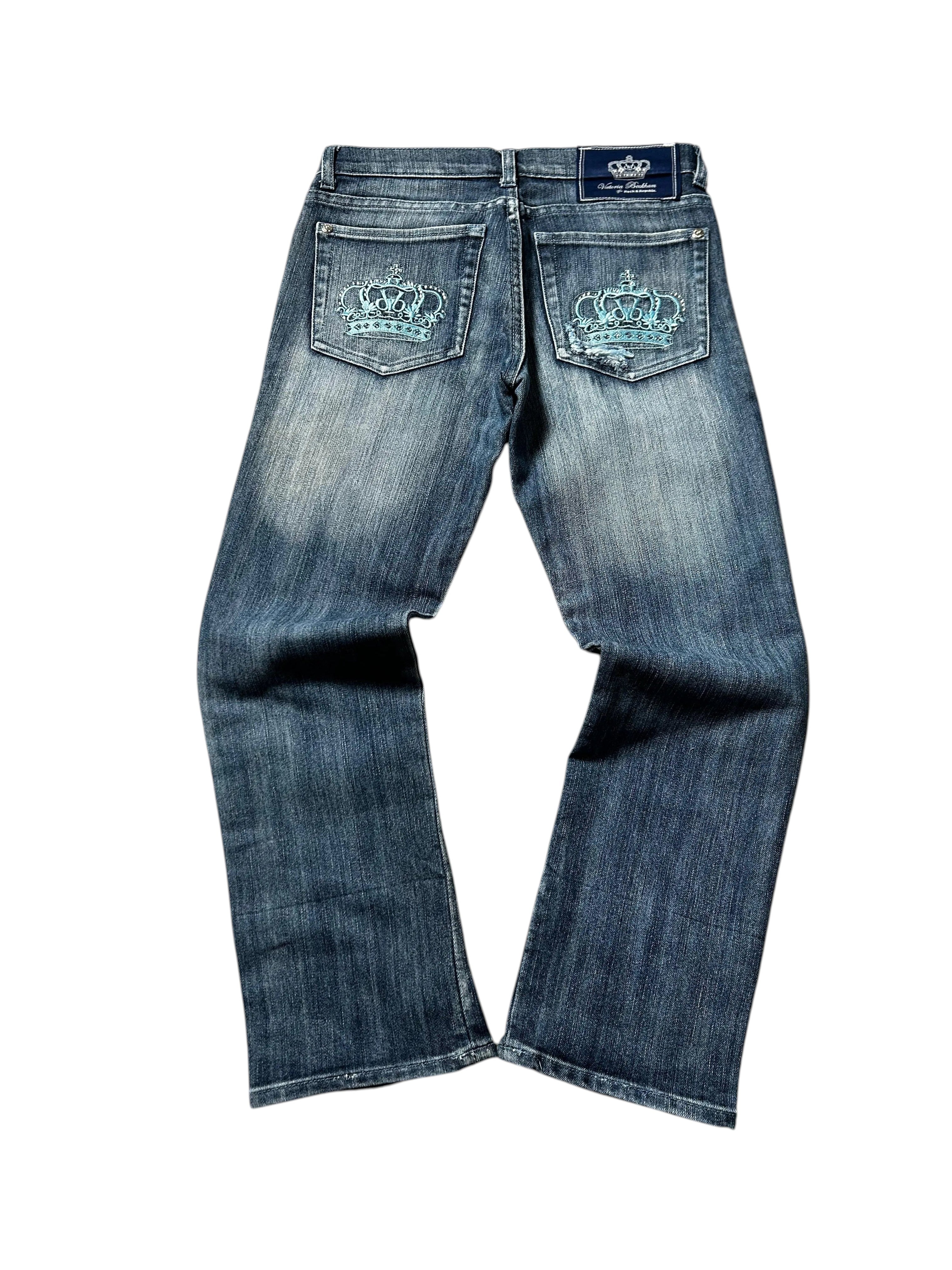 Vintage Victoria Beckham Damen-Jeans Straight Fit Low Waist – Dunkelblau