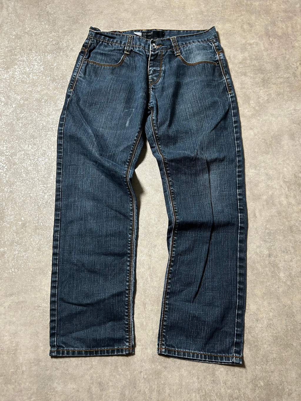 Vintage Rocawear Herren-Jeans Straight Fit RR Backprint – Dunkelblau – Detailansicht