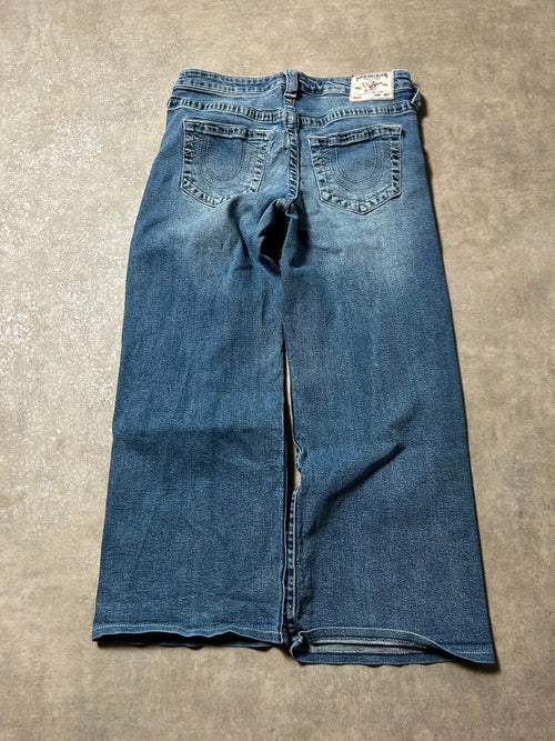 Vintage True Religion Damen-Jeans Extra Baggy Mid Waist – Blau