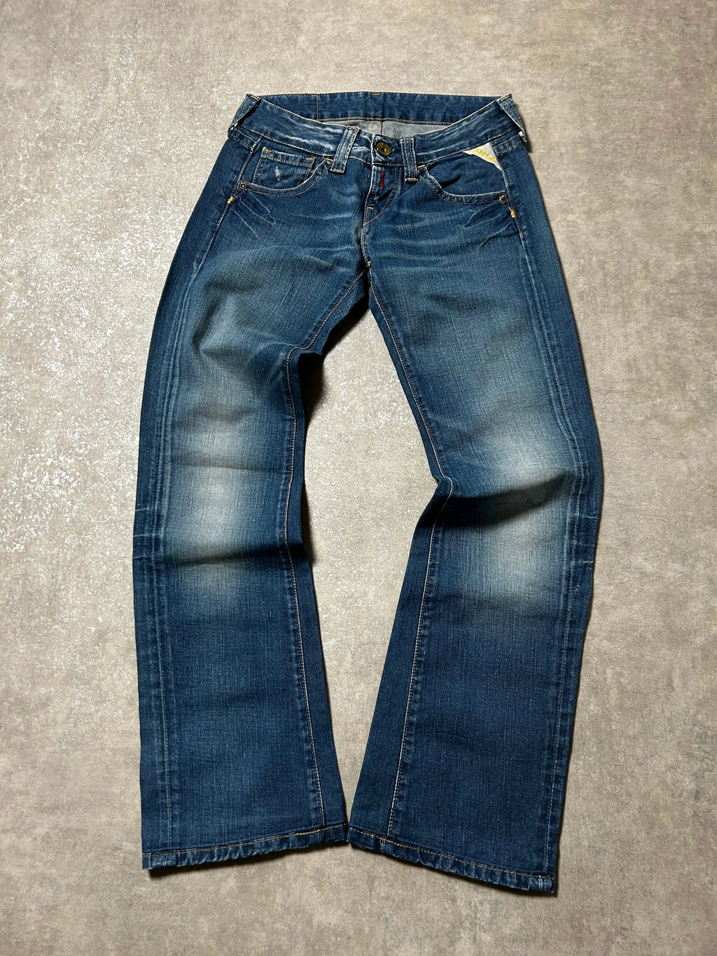 Vintage Replay Damen-Jeans Bootcut Low Waist Crystal Detail – Blau – Detailansicht