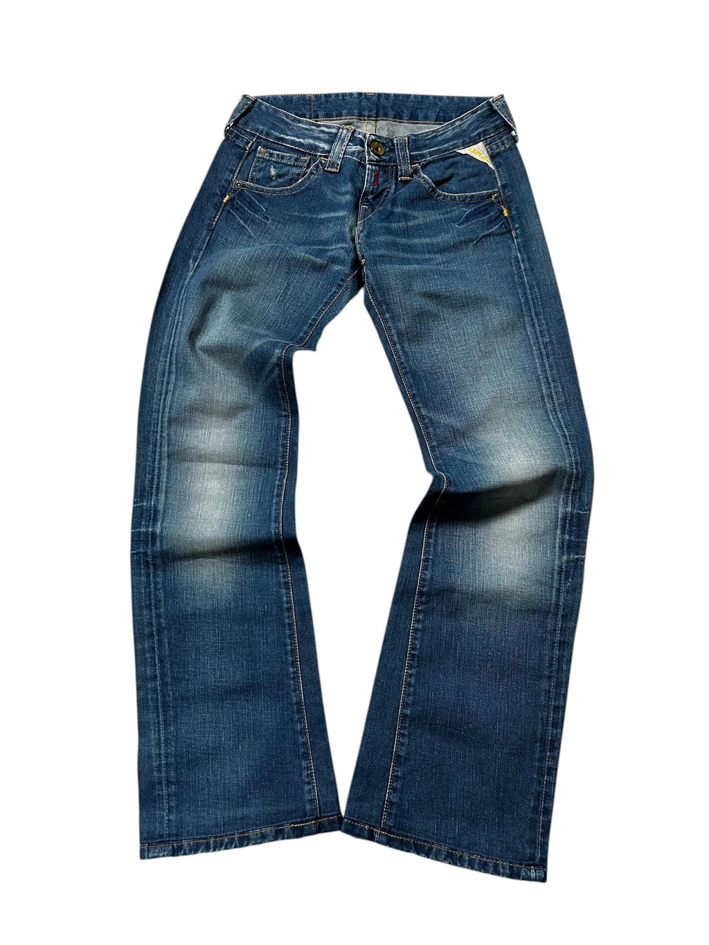 Vintage Replay Damen-Jeans Bootcut Low Waist Crystal Detail – Blau – Detailansicht