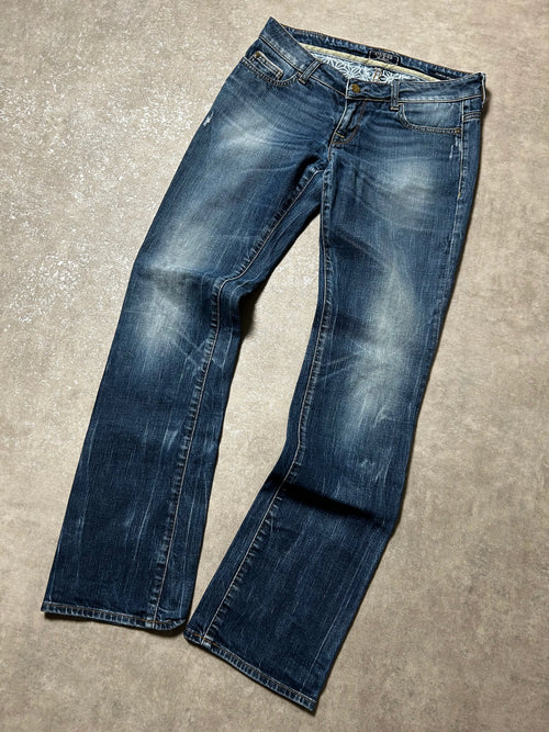 Vintage Guess Damen-Jeans Bootcut Low Waist Golden Logo – Dunkelblau – Detailansicht