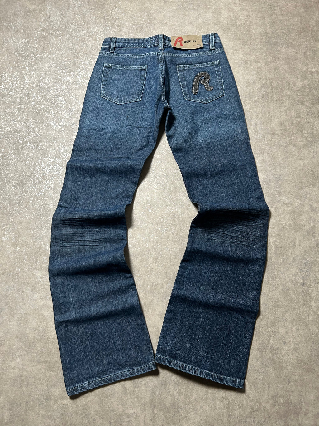 Vintage Replay Damen-Jeans Bootcut Low Waist Leather R – Dunkelblau