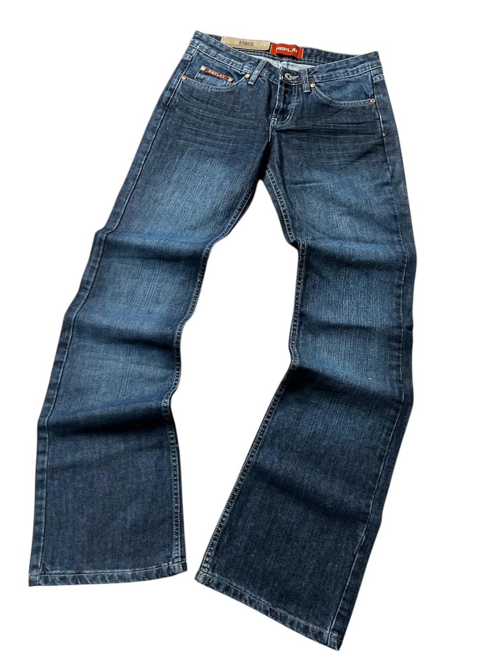 Vintage Replay Damen-Jeans Bootcut Low Waist Leather R – Dunkelblau – Detailansicht