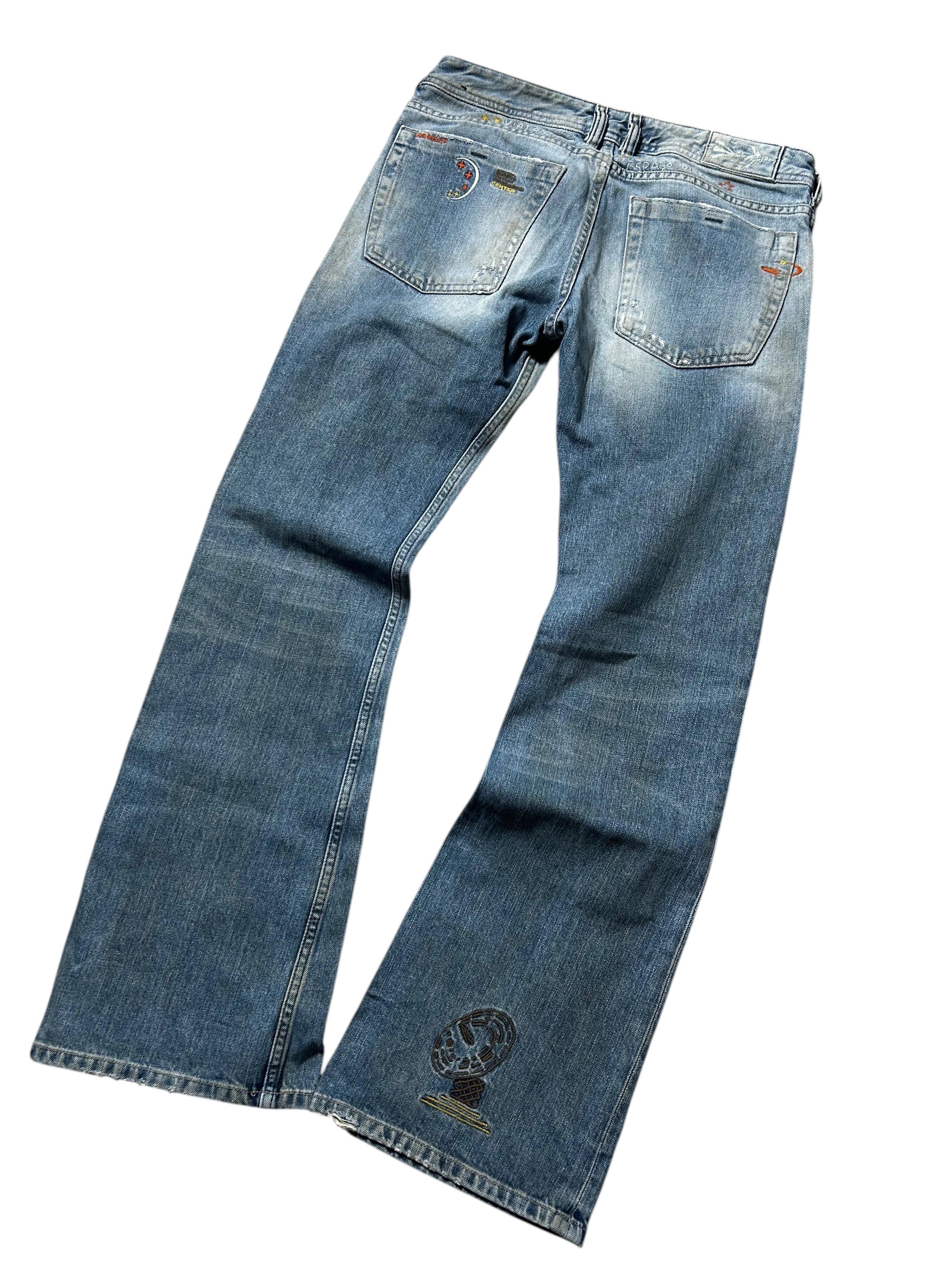 Vintage Diesel -Jeans Bootcut Mid Waist – Blau – Detailansicht