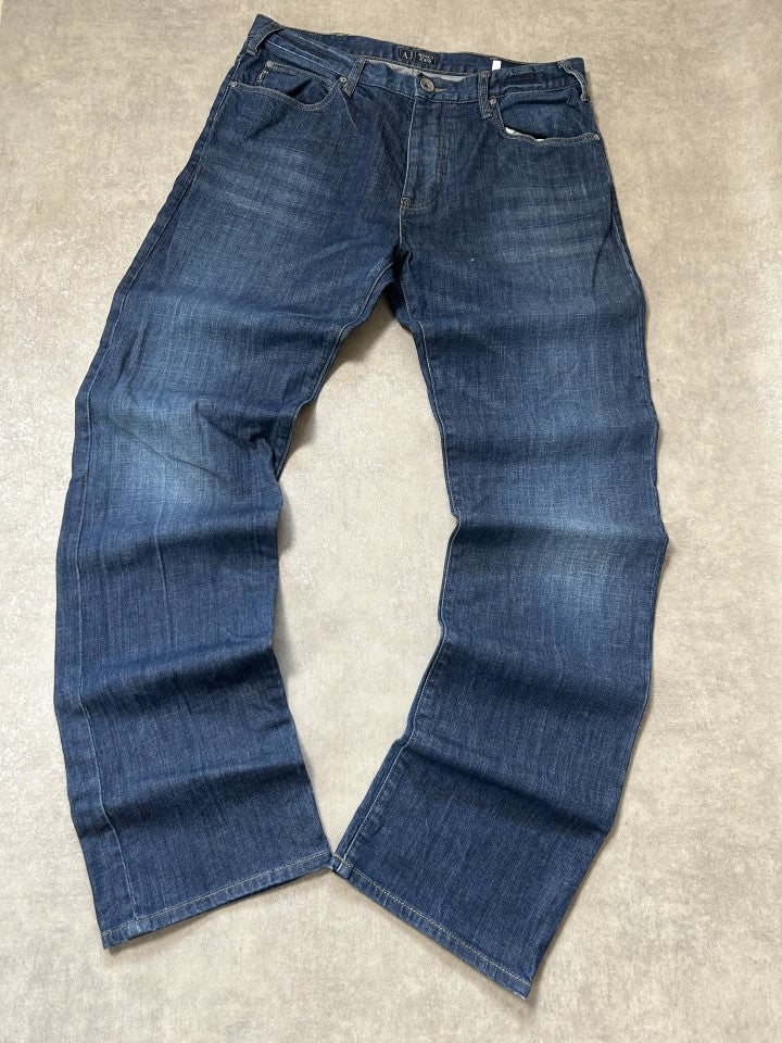 Vintage Armani Jeans Herren Comfort Fit Jeans – Dark Indigo Selvedge-Look Weißer EA Adler W34 | Moda de Clase