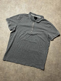 Vintage Armani Exchange Polo-Shirt Grau – Zip Placket Detail | Größe XL