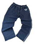 True Religion Sweatpants Navy Vorderseite Horseshoe-Logo weiße Kontrastnähte
