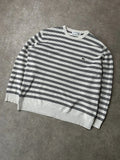 Vintage Lacoste Strickpullover Beige/Weiß Schwarz Streifen – XL