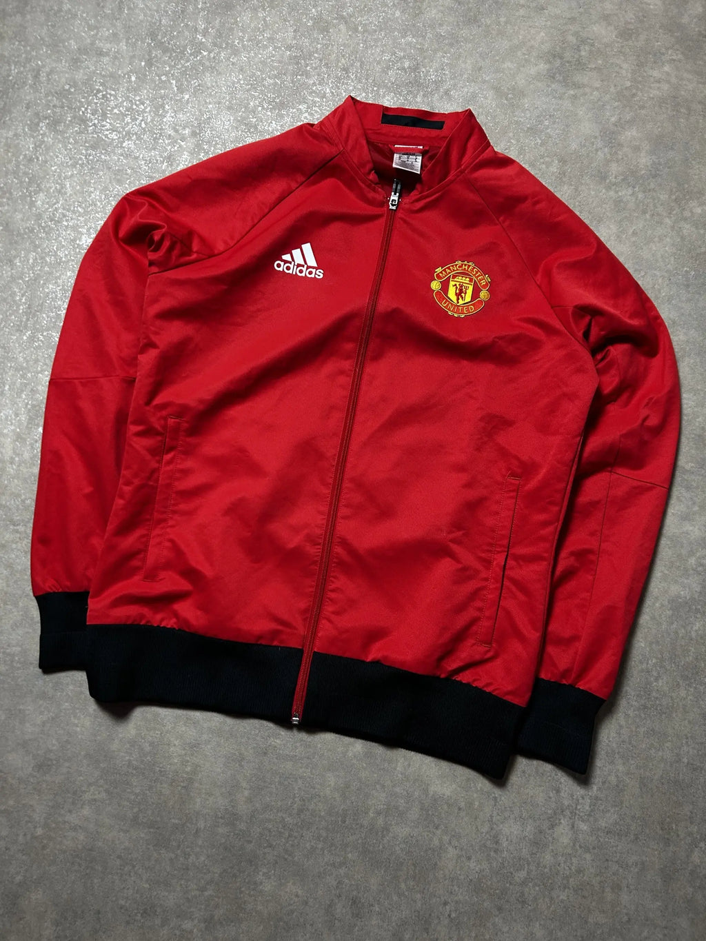 Vintage Adidas Manchester United Trainingsjacke Rot – Schwarz Farbblock | Größe M (Passt M–L)