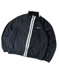 Vintage Nike Herren Trainingsjacke Vollreißverschluss Windbreaker Schwarz Weißes Streifendetail