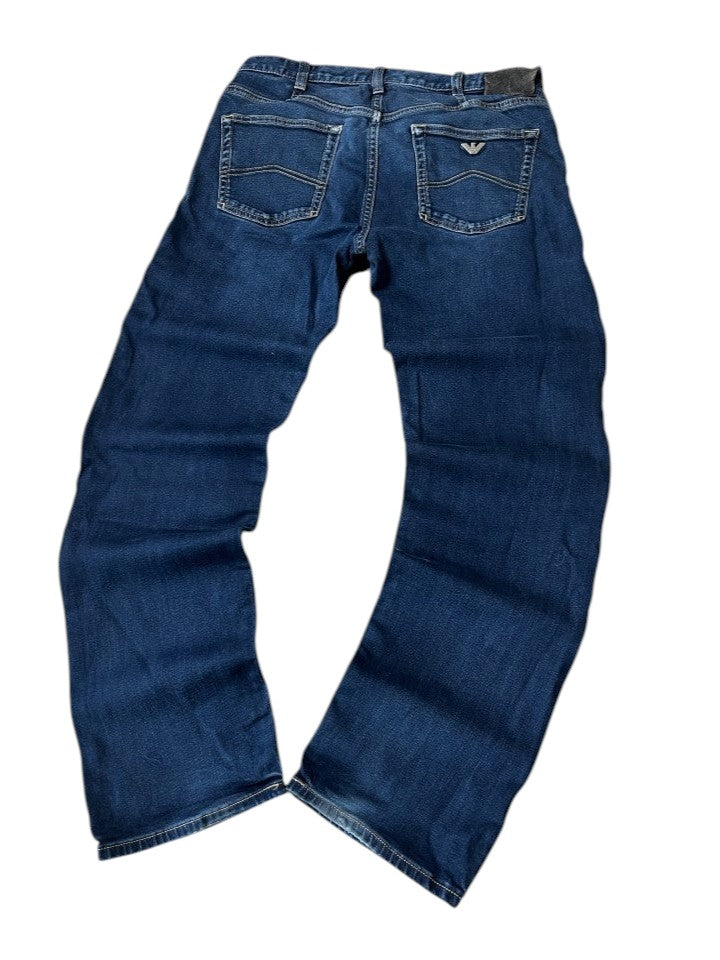 Vintage Armani Jeans Herren-Jeans Straight Fit Dunkelmarineblau