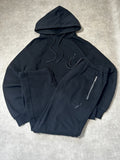 Vintage After Label Trainingsanzug Schwarz – Silberner Zip Detail | Größe L