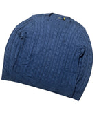 Vintage Ralph Lauren Zopfmuster Strickpullover Marineblau Pony Logo – L