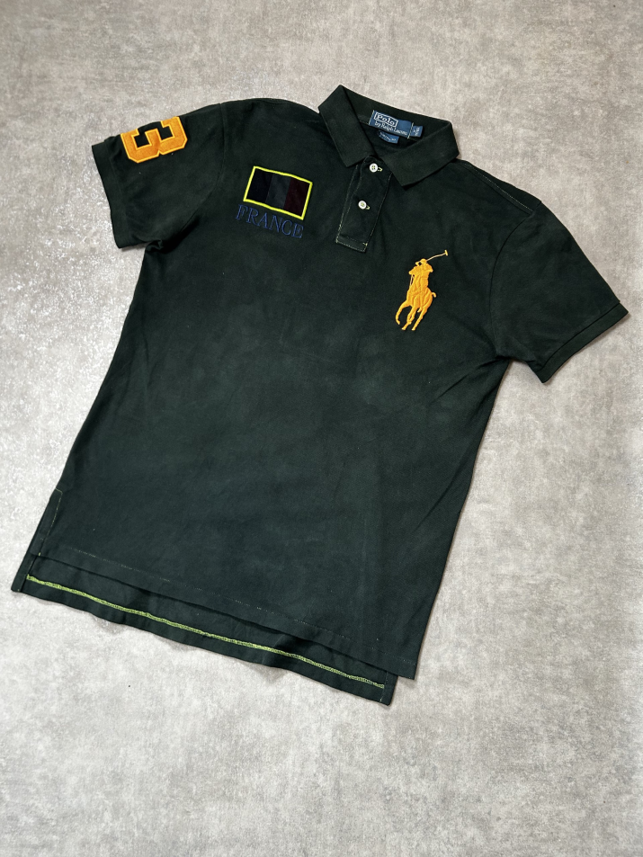 Vintage Polo Ralph Lauren Herren Poloshirt – France Edition Dunkelgrün Vintage Wash #3 | Moda de Clase